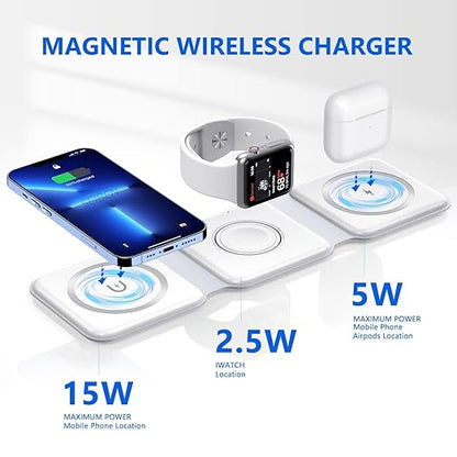 3 in 1 Magnetic Foldable MagSafe Compatible Wireless Charger